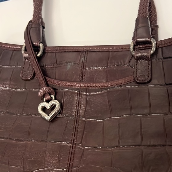 Brighton, Brown crocodile, print, leather shoulder bag - Picture 9 of 12